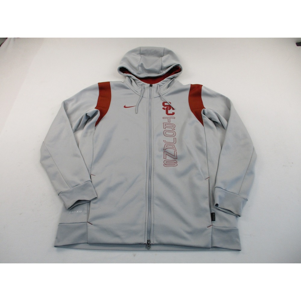 Nike Hoodie Mens Large Grey USC Trojans On-Field Dri-FIT Full Zip Sweatshirt